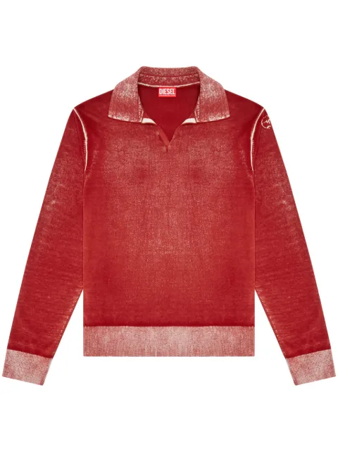 Diesel faded effect fine-rib jumper Red A148490BEAR