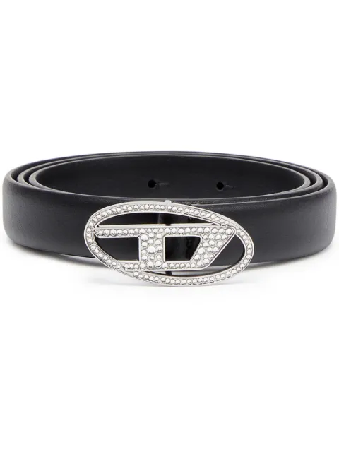 Diesel Oval D logo-plaque belt Black X09972P6364