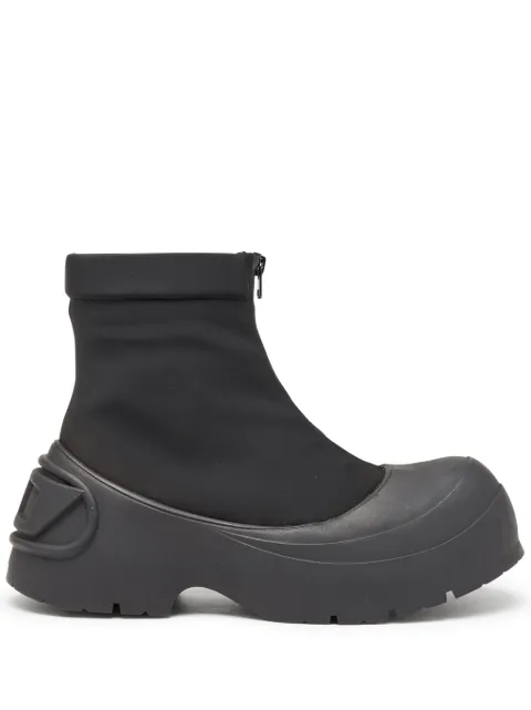 Diesel D-Donald-rubber-trimmed ankle boots Black Y03457P6951
