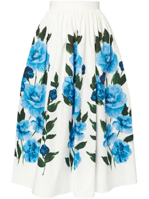 ERDEM Painted Floral midi skirt White PF24S1S12WBVHCPVIOLETTACOTPOPLIN