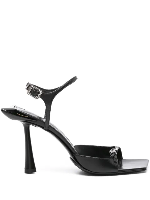 Benedetta Bruzziches 90mm crystal-buckle leather sandals Black SS24091