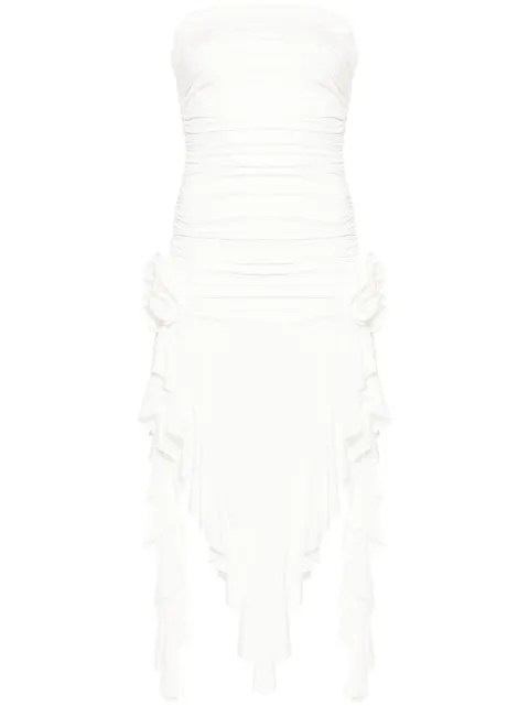 NISSA strapless floral-appliqué midi dress Neutrals RS14991