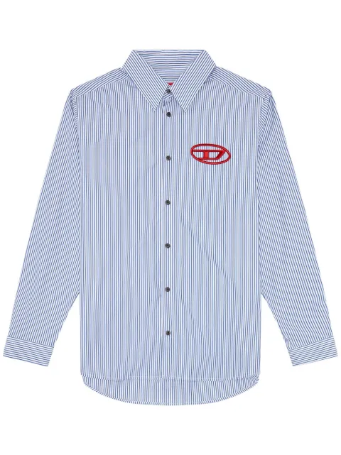 Diesel embroidered-logo striped poplin shirt Blue A146390DNAN