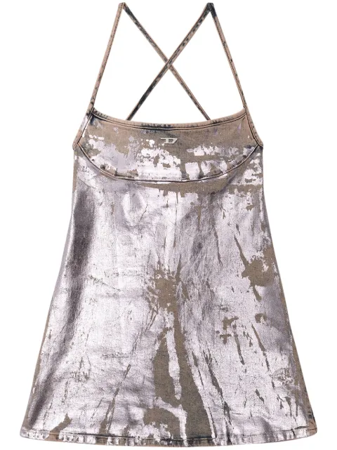 Diesel logo-plaque metallic minidress Pink A149920CBCU