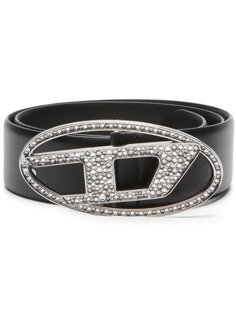 Diesel B-1dr Strass leather belt Black X09611P6364