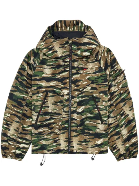 Diesel camouflage-print hooded windbreaker Green A154370JPAQ