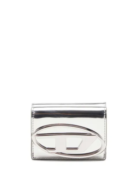 Diesel Oval-D metallic leather wallet Silver X09887PS202