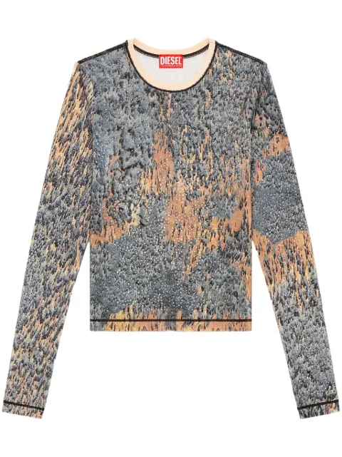 Diesel T-Cutie-LS printed top Blue A145950KMAQ