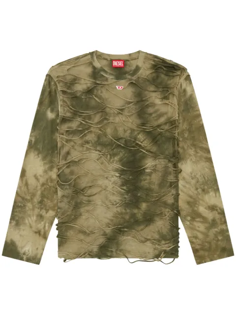 Diesel T-Cranet-LS textured tie-dye T-shirt Green A139980ANAY