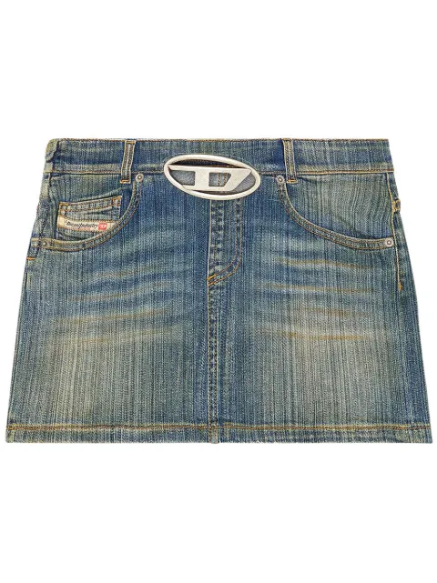 Diesel logo-plaque denim mini skirt Blue A114550CBCX