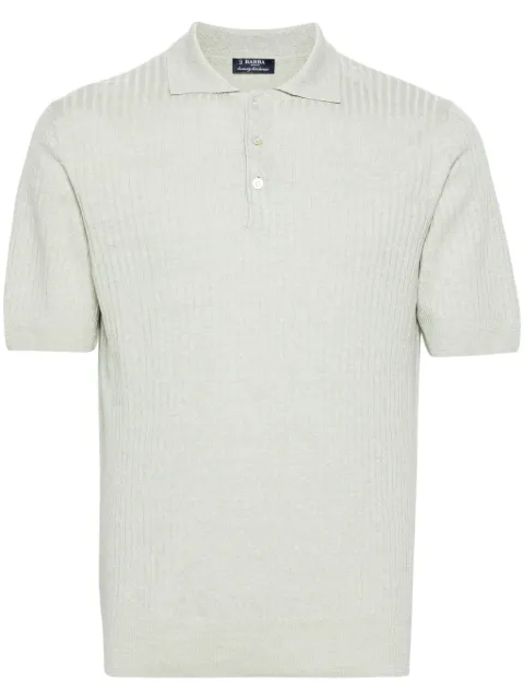 Barba ribbed linen-blend polo shirt Green 1864157518