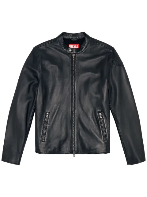 Diesel logo-patch leather jacket Black A144360AJIR