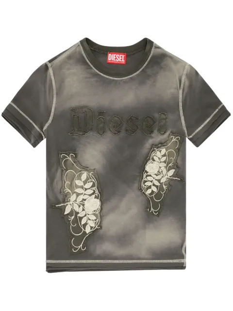 Diesel T-Uncut appliqué faded T-shirt Green A141830HMAG