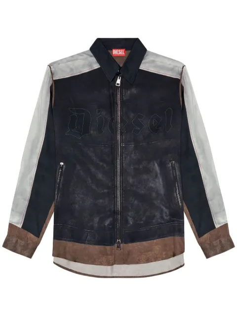 Diesel logo-print zip-up shirt Black A142370NMAN