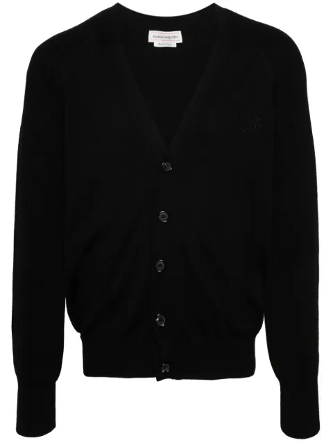 Alexander McQueen embroidered-logo knitted cardigan Black 795765Q1A92
