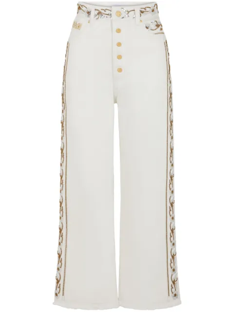 Rabanne embroidered mid-rise cropped jeans White 24FCPA382CO0526