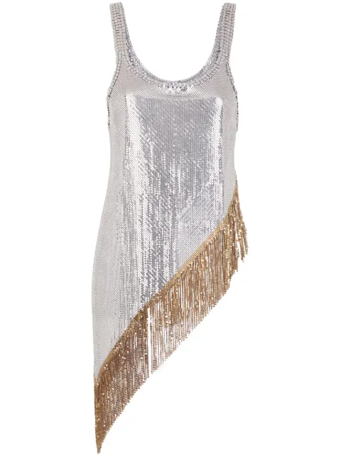 Rabanne fringed chainmail tank top Silver 24FITO839MH0004