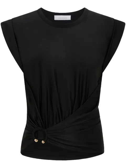 Rabanne asymmetric gathered-detail blouse Black 24FJTO833VI0267