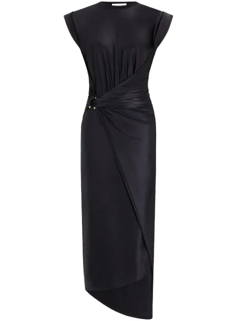 Rabanne gathered-detail draped midi dress Black 24FJRO843VI0267