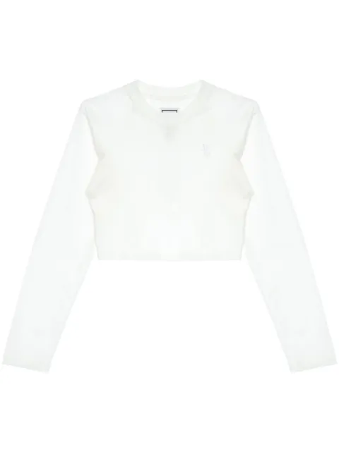 Wooyoungmi logo-embroidered cropped T-shirt White M241TS18719W
