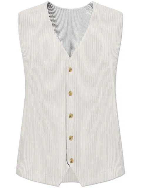 Homme Plissé Issey Miyake pleated V-neck vest Grey HP47JE411