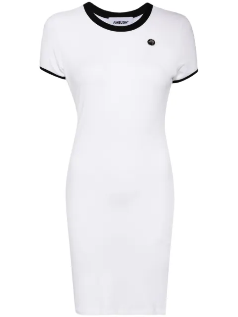 AMBUSH logo-plaque fine-knit minidress White BWDH002S24JER001
