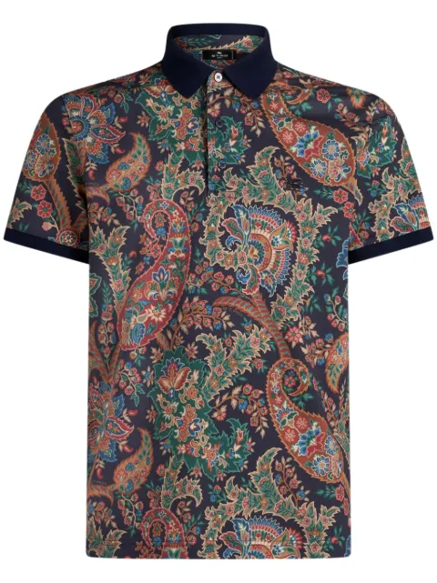 ETRO floral paisley print polo shirt Blue MRMD0004AJ220