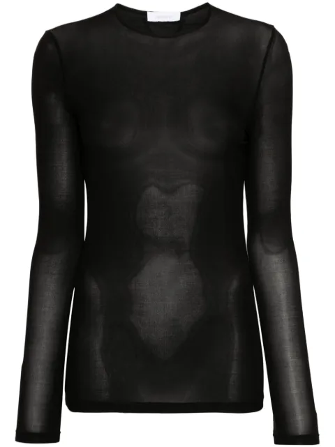 Rabanne semi-sheer long-sleeve T-shirt Black 24EJTO670CU0014