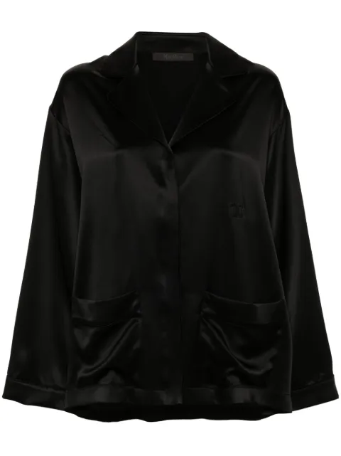 Max Mara Vasaio V-neck long-sleeve shirt Black 2411191014600