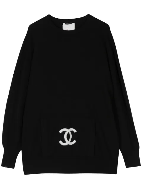 CHANEL Pre-Owned 1994 CC cashmere jumper Black 94AP03400V00202B0246