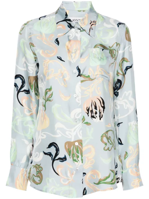 Lanvin graphic-print silk shirt Blue RWSI00095948E24