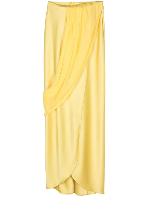 Paris Georgia Viola draped-panel maxi skirt Yellow PG692VIOLAS001