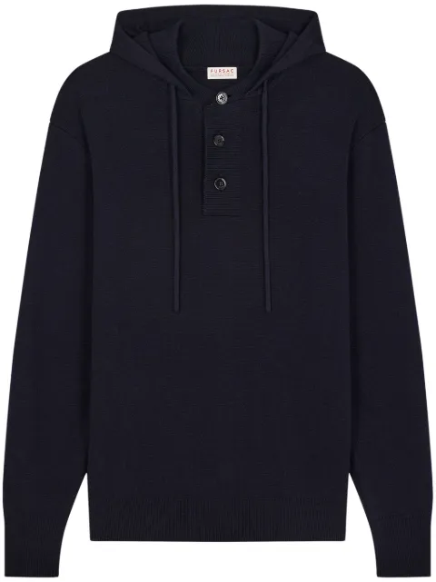 FURSAC buttoned knitted hoodie Blue FHPPU00087