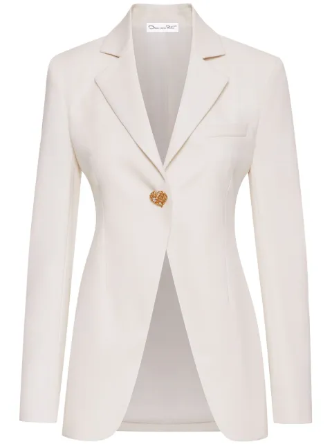 Oscar de la Renta button-detail virgin-wool blazer White 24PN504SWGIVR