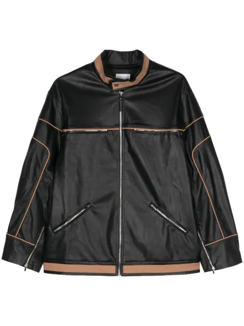 Paris Georgia contrasting-trim biker jacket Black PG677MOTOJ001