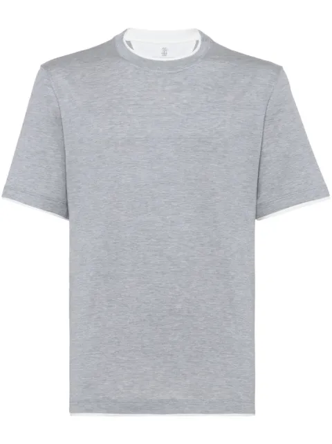 Brunello Cucinelli contrasting-trim jersey T-shirt Grey MH8367427CNZ17