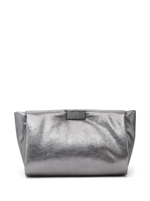 Brunello Cucinelli Lamé calfskin clutch bag Silver MBLMD2606C9105