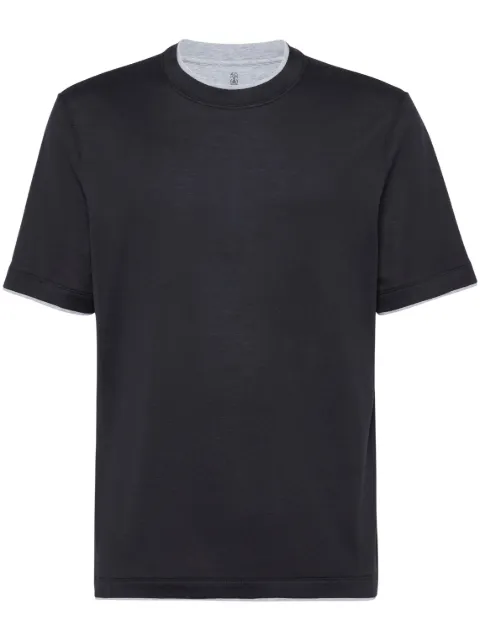 Brunello Cucinelli contrasting-trim jersey T-shirt Black MH8367427CGB88