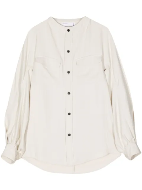 Toga collarless twill shirt Neutrals TA241FJ054