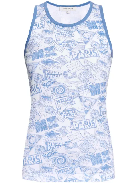 Maison Kitsuné Surf Collage cotton tank top Blue MW00115KJ0124