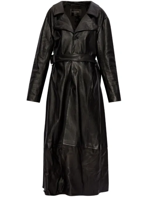 Balenciaga belted leather trench coat Black 792809TQS10