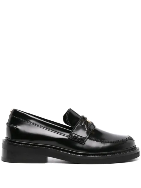 Maje Clover-detail leather loafers Black MFACH00699