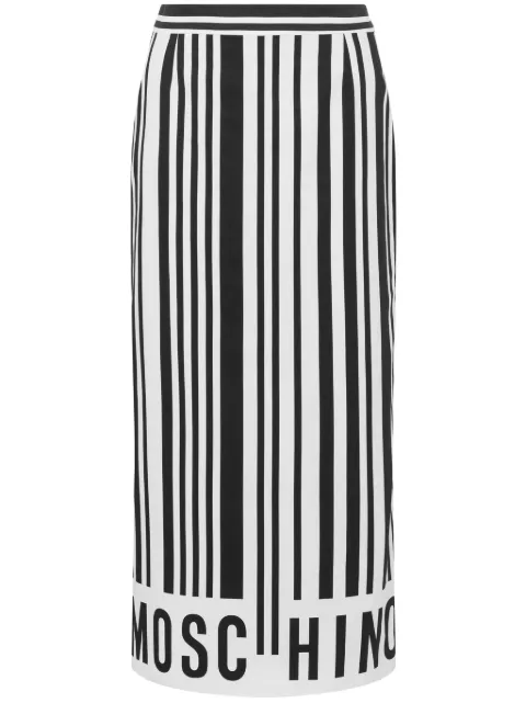 Moschino logo-print striped skirt White J01175555