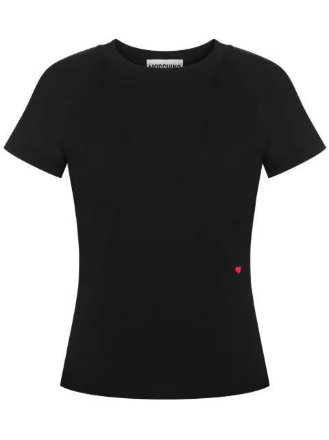 Moschino heart-embroideired cotton T-shirt Black A07115544