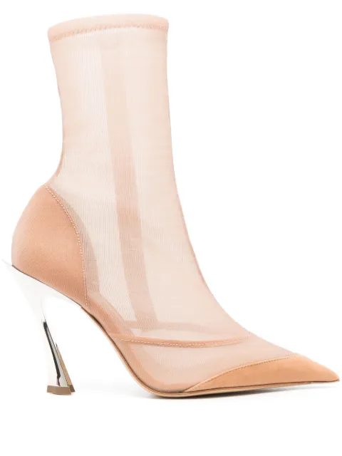 Mugler 100mm semi-sheer ankles boots Neutrals MUSS24SC012