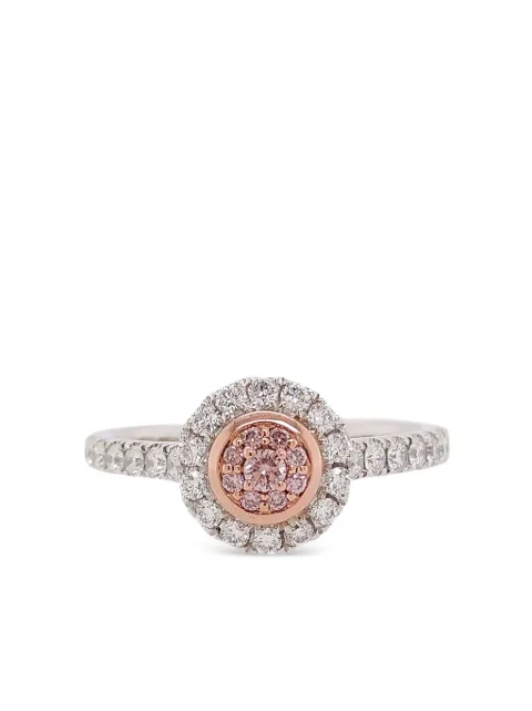 HYT Jewelry 18K rose gold and platinum half-pavé diamond ring Silver R618HR