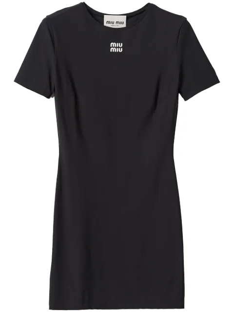 Miu Miu logo-print short-sleeve minidress Black MF5397SOOO122R