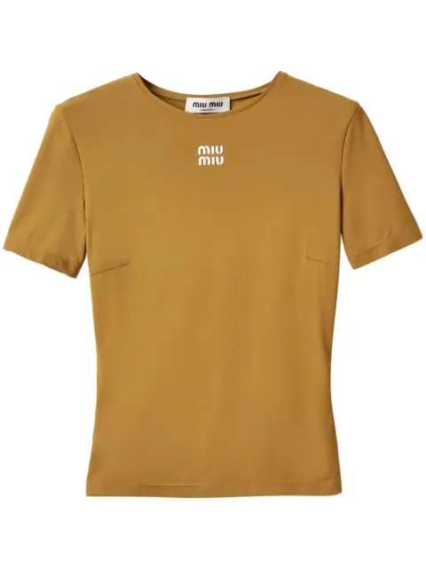 Miu Miu logo-appliquéd T-shirt Green MT2002SOOO122R