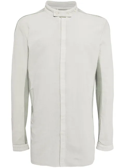 Boris Bidjan Saberi stand-up-collar long-sleeve cotton shirt Green SHIRT1F1505FF035