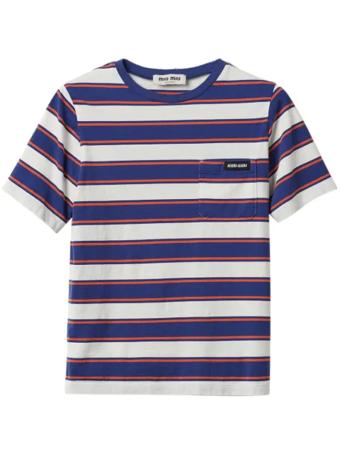 Miu Miu striped cotton T-shirt Blue MJN537SOOO14RT